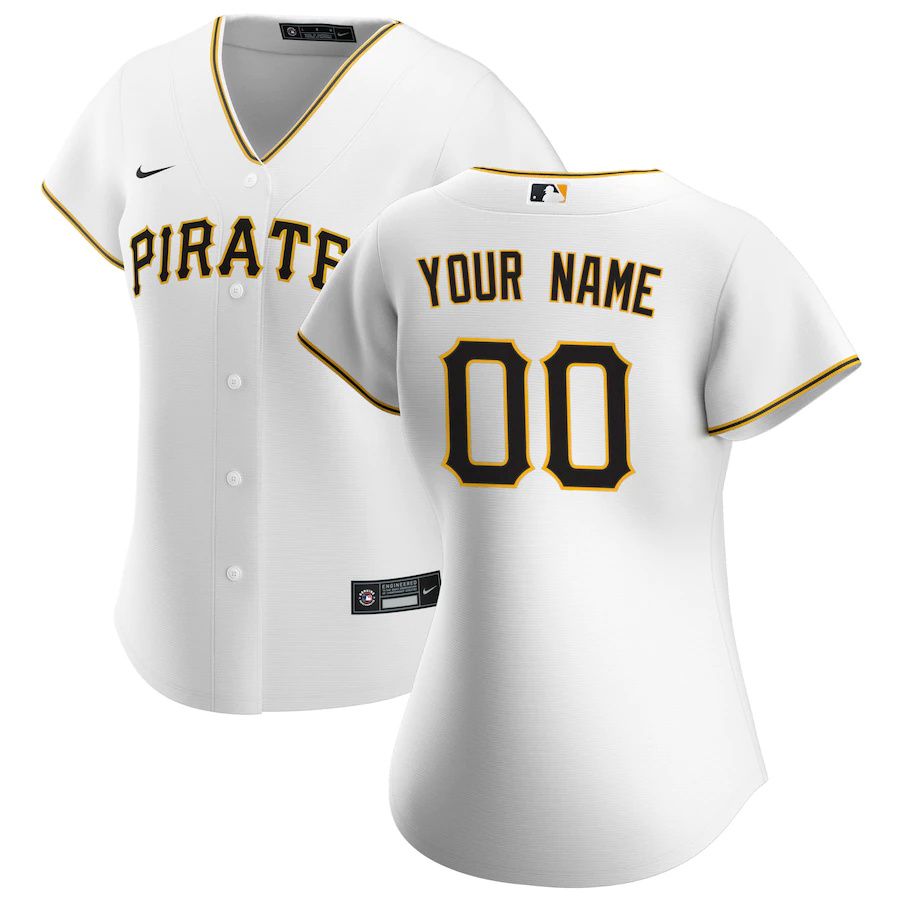 Womens Pittsburgh Pirates Nike White Home Replica Custom MLB Jerseys